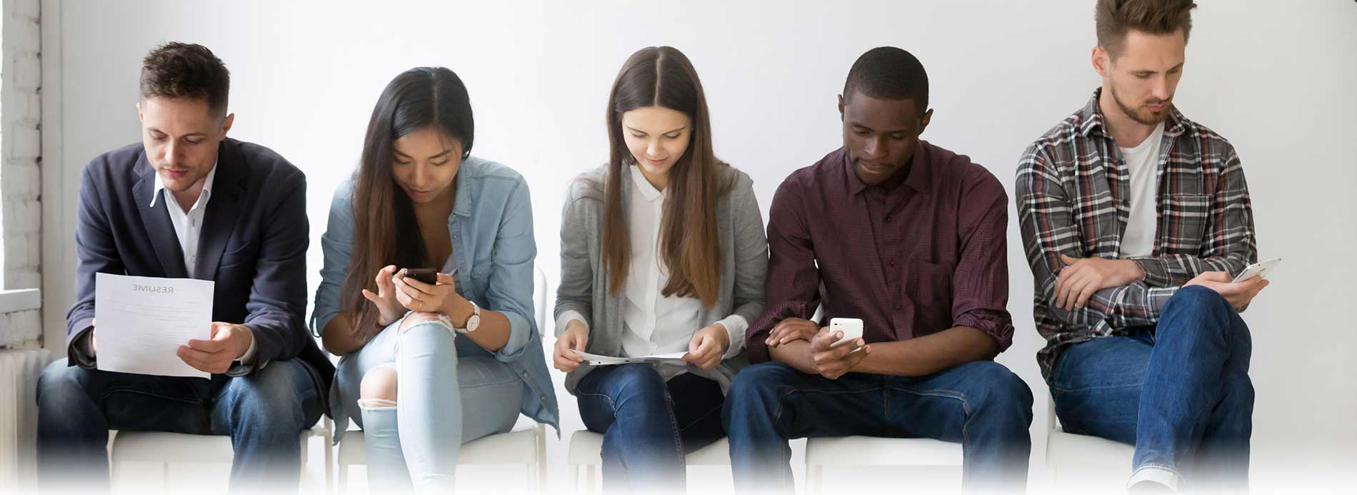 Five people waiting for employment